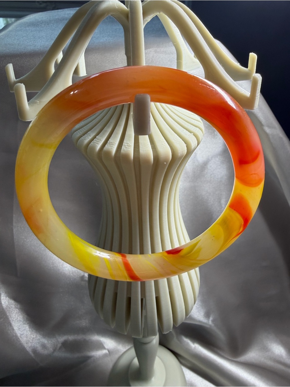 Striking Glass-Like Swirl Bangle – Yellow, Orange & Red Flame Finish